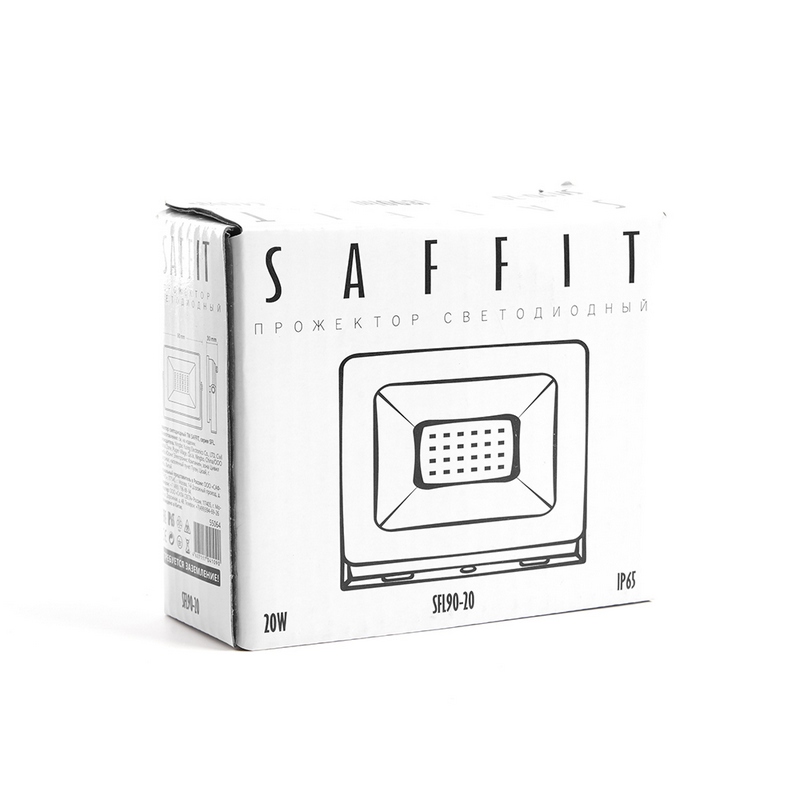 Светодиодный прожектор Saffit SFL90-20 20W Черный 6400K 55064