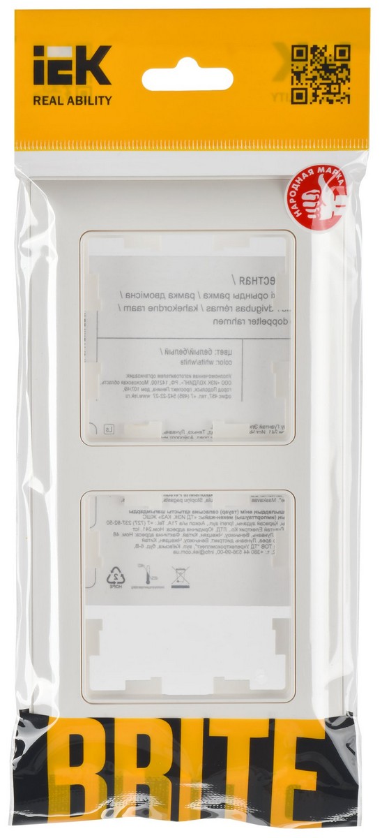 Рамка IEK BRITE DECOR Белый 3D-форма 2-м РУ-2-Бр BR-M22-12-K01
