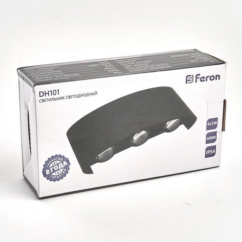 Уличные настенные светильники Светильник уличный светодиодный Feron DH101 6*1W 450Lm 4000K черный 06310 