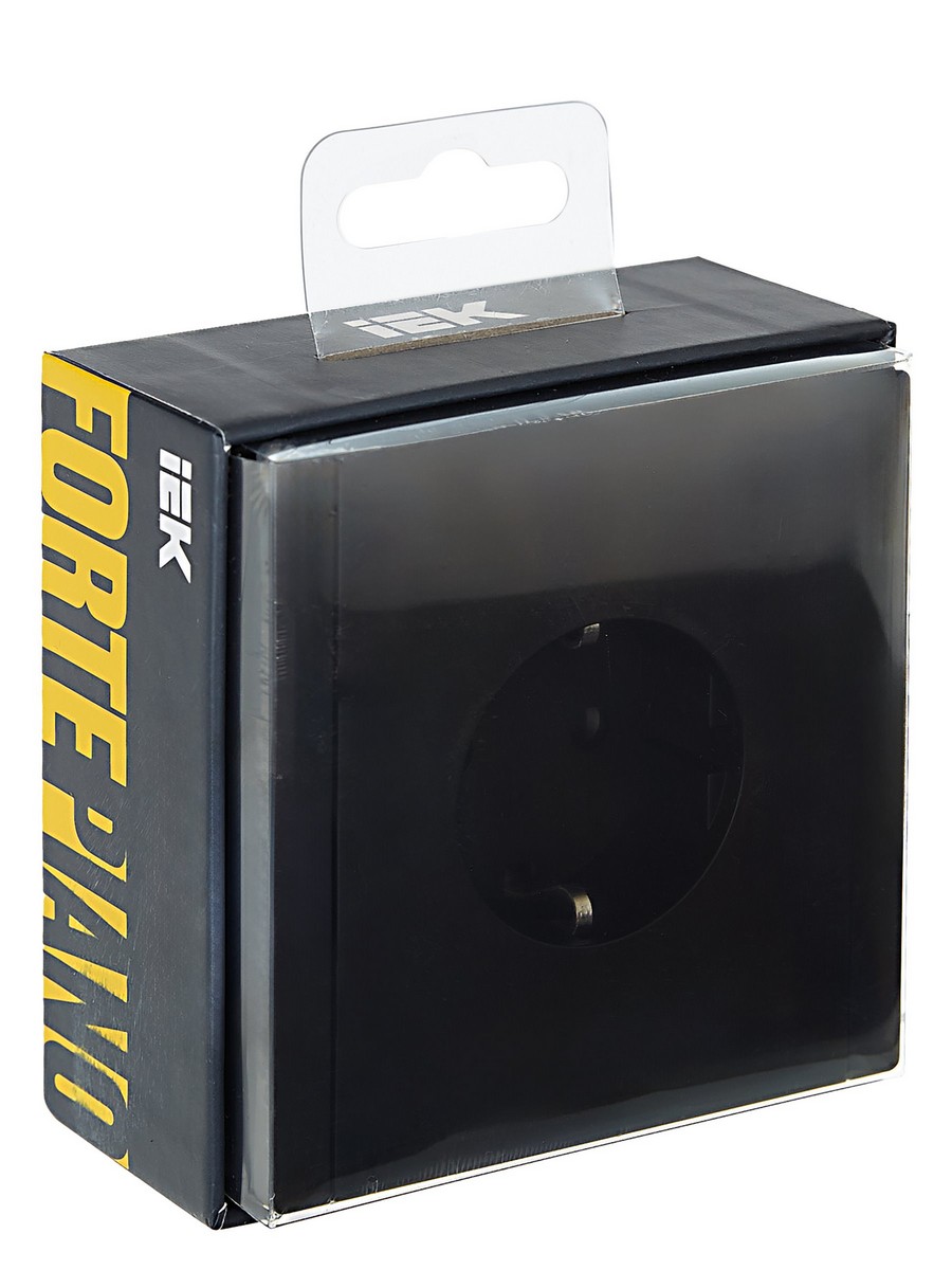 IEK FORTE&PIANO Черный Розетка IEK FORTE&PIANO Черный с/з со шт безвинтовое крепление 16А FP113