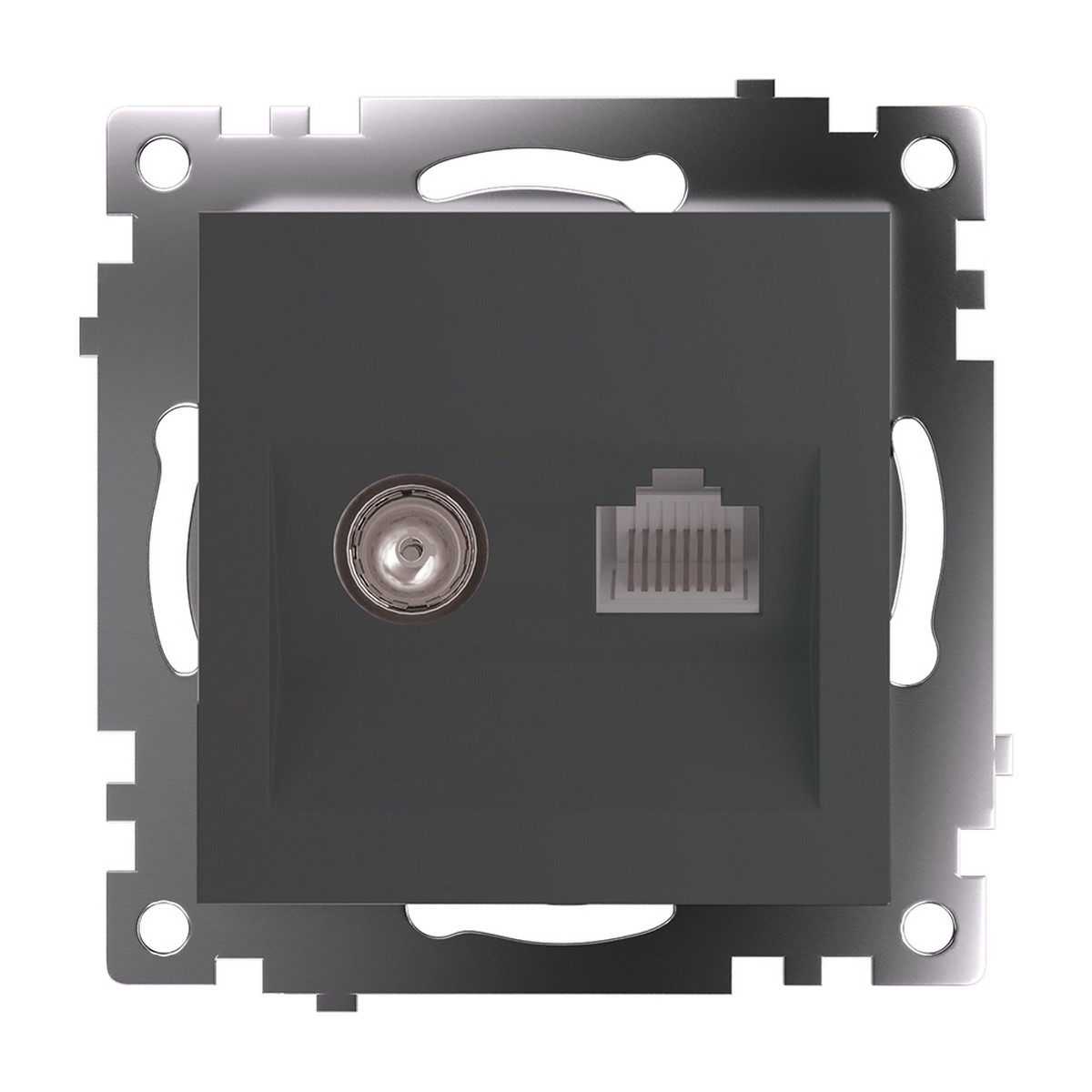 Розетка TV + компьютерная RJ-45 STEKKER GLS00-7106-06 Катрин графит  49417