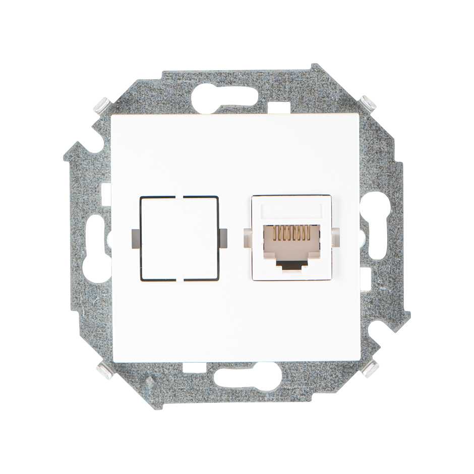 Розетка компьютерная Simon 15 Белая 1-ая RJ45 кат.5е 1591598-030