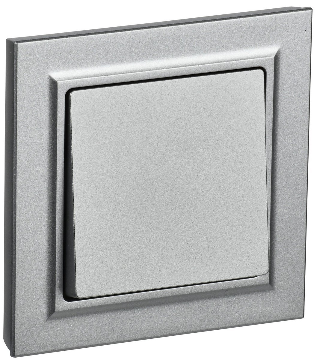 Выключатель IEK BRITE Алюминий 1-кл. 10А в сборе ВСР10-1-0-БрА BR-V10-0-10-K47-F