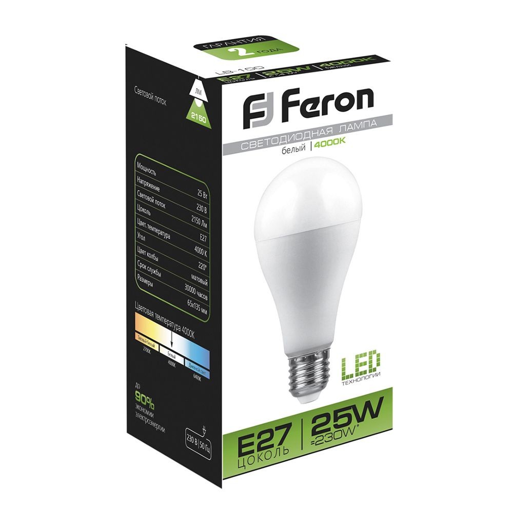 E27 Лампа светодиодная Feron LB-100 E27 25W 4000K 230V 25791 