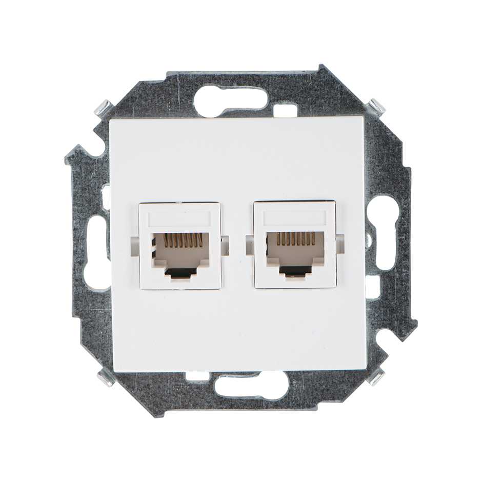 Розетка компьютерная Simon 15 Белая 2-ая RJ45 кат.5е 1591593-030