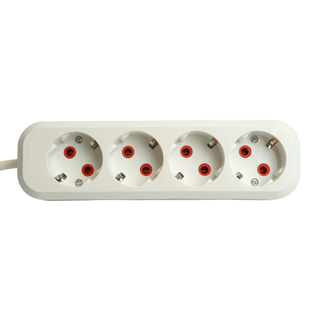 Колодки и удлинители, тройники Удлинитель STEKKER четырехместный c/з HM06-40-05 5м Home (У10-429) белый 49352 