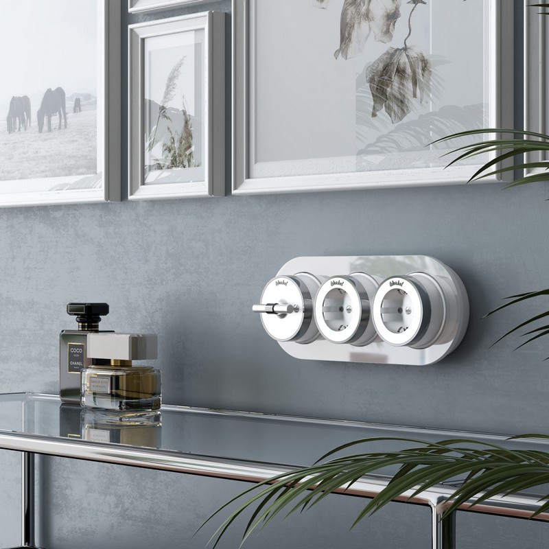 Werkel Ретро Выключатель Werkel на 4 положения двухклавишный (белый матовый/хром) W5822050