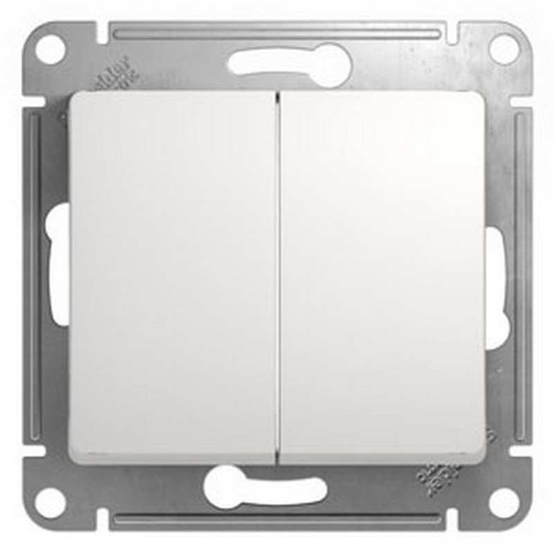 Переключатель Systeme Electric Glossa Белый 2-клавишный, сх.6 GSL000165