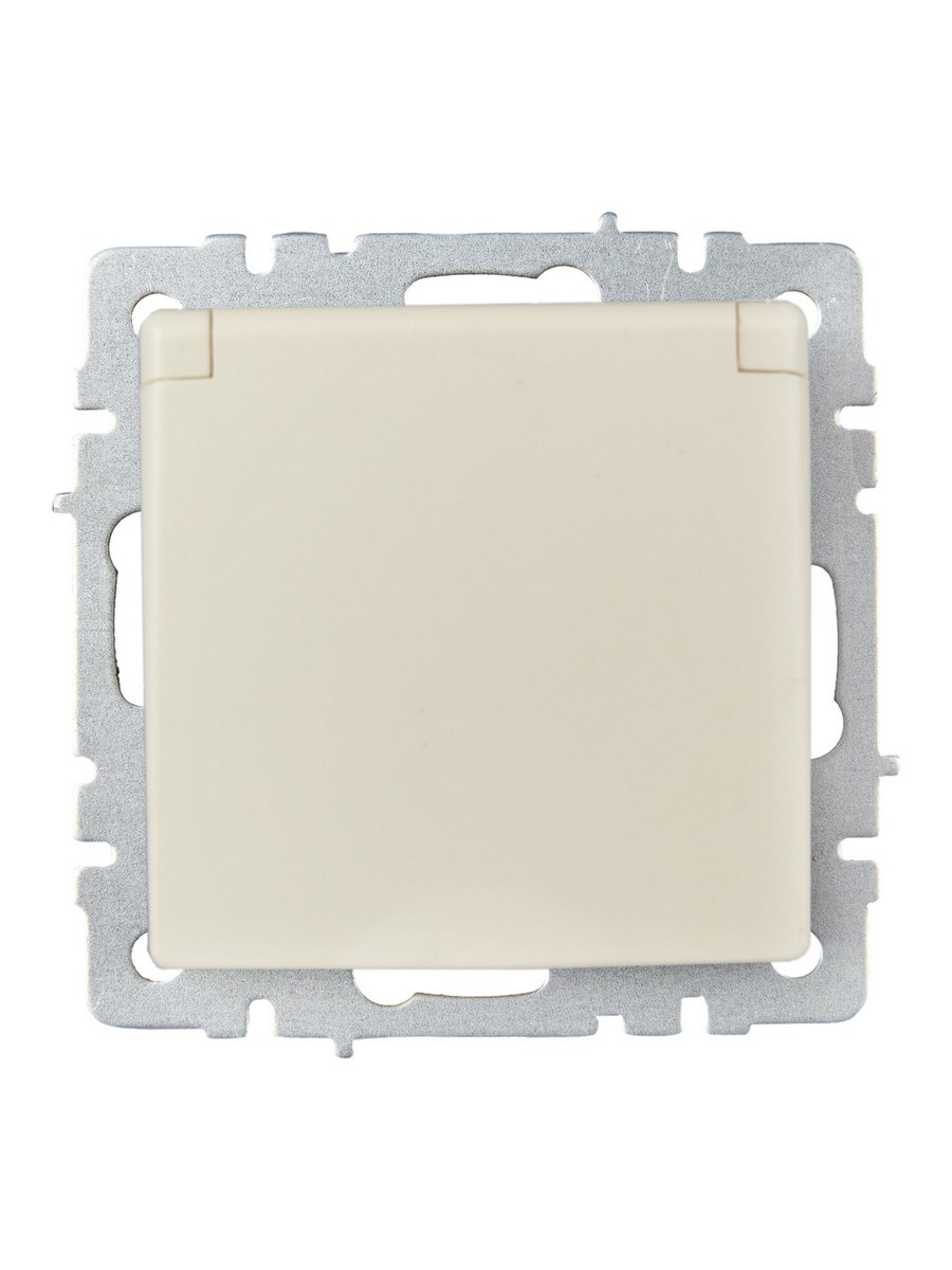 IEK Brite Бежевый Розетка IEK BRITE с/з с шторками и крышкой 16А IP20 РСбш10-3-БрКр бежевый BR-R16-16-K10