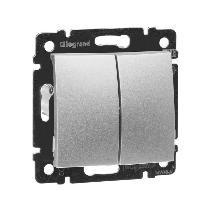 Legrand Valena Classic Алюминий Выключатель Legrand Valena Алюминий 2-х клавишный 770105