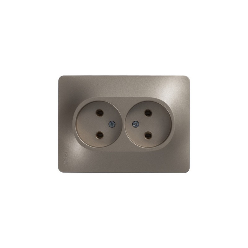 Розетка Systeme Electric Glossa Титан 2-я без заземления (в сборе с рамкой) GSL000420