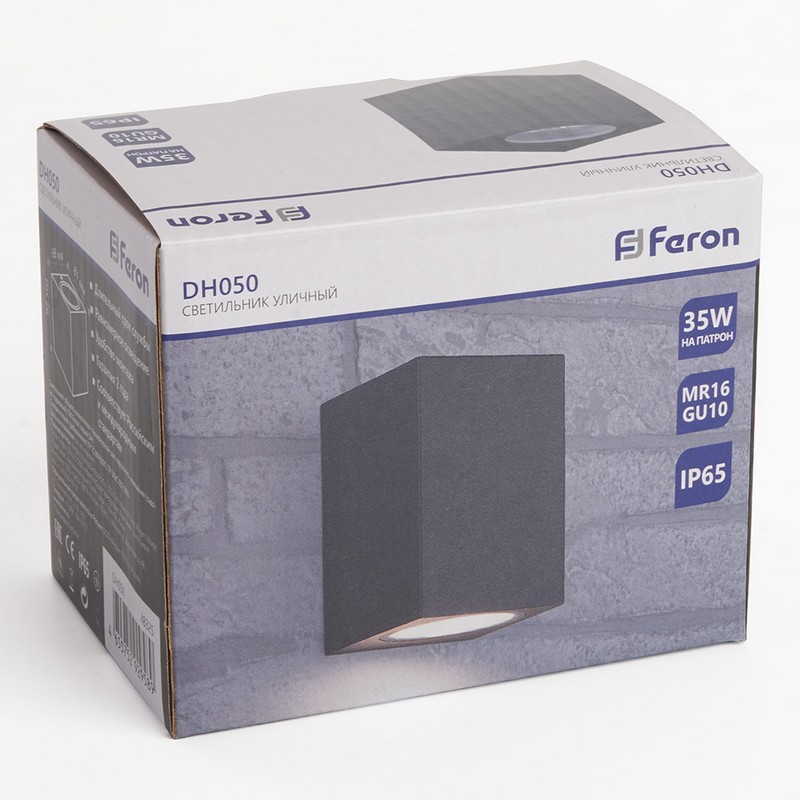 Светильник садово-парковый Feron DH050 на стену GU10 230V черный 48325