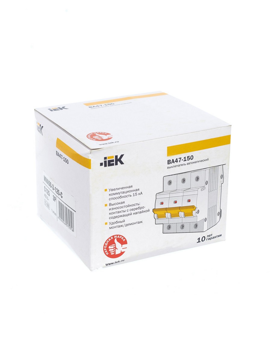 Автоматический выключатель IEK KARAT ВА47-150 3Р 125А 15кА х-ка C MVA50-3-125-C