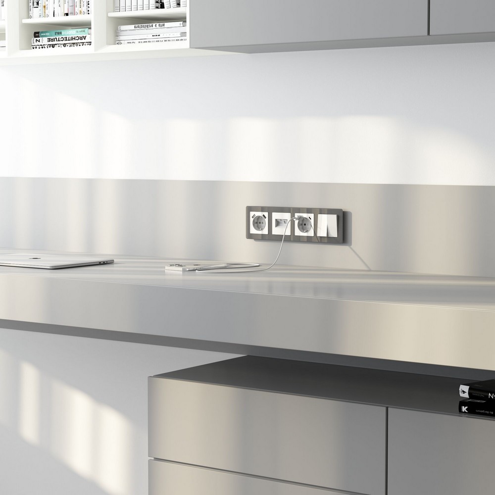 Werkel белый акрил Накладка Werkel для двойной розетки Еthernet RJ-45 (белый акрил) W11911410