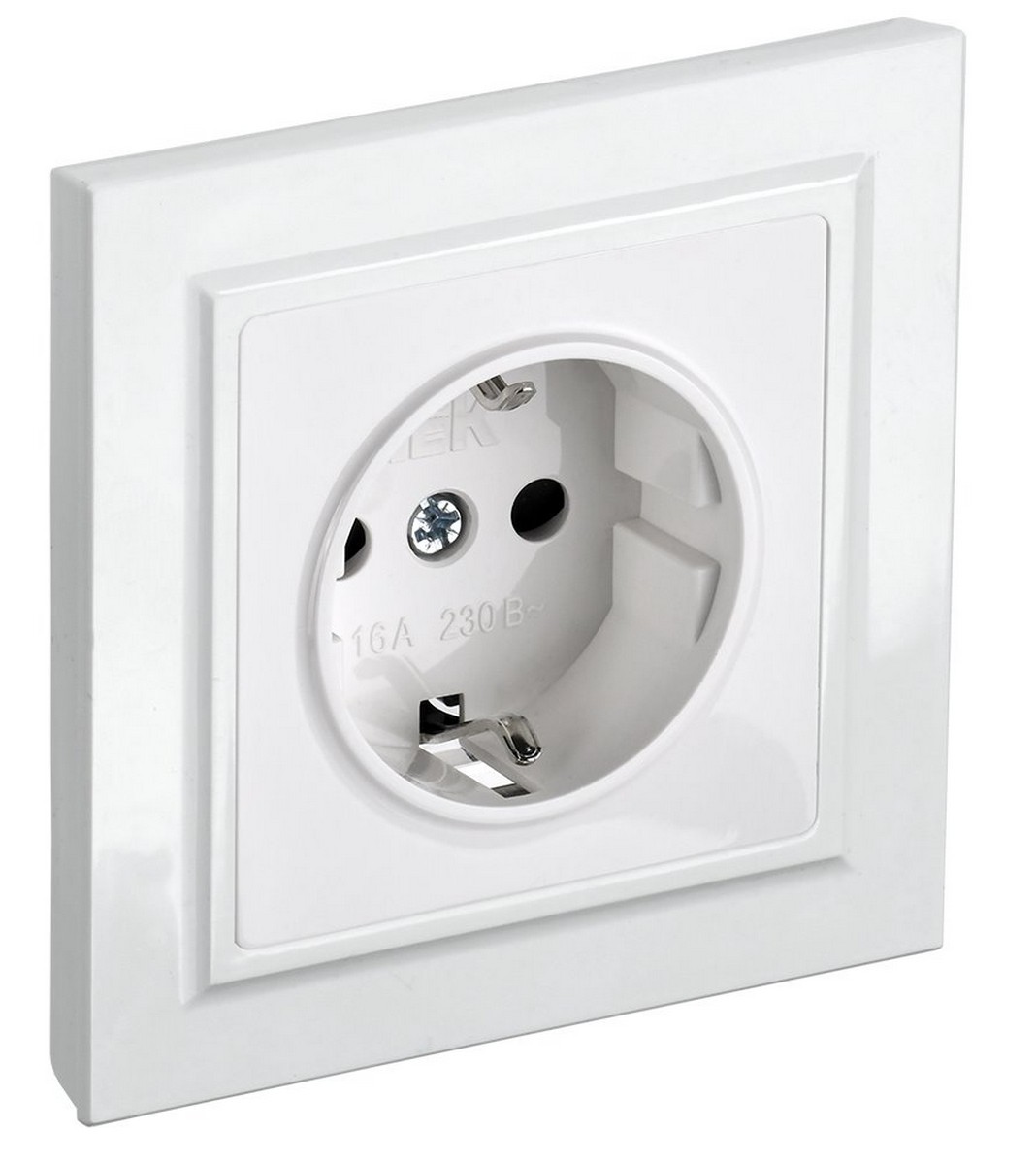 Розетка IEK BRITE с/з с шторками 16А в сборе РСР14-1-0-БрБ белый BR-R14-16-K01-F