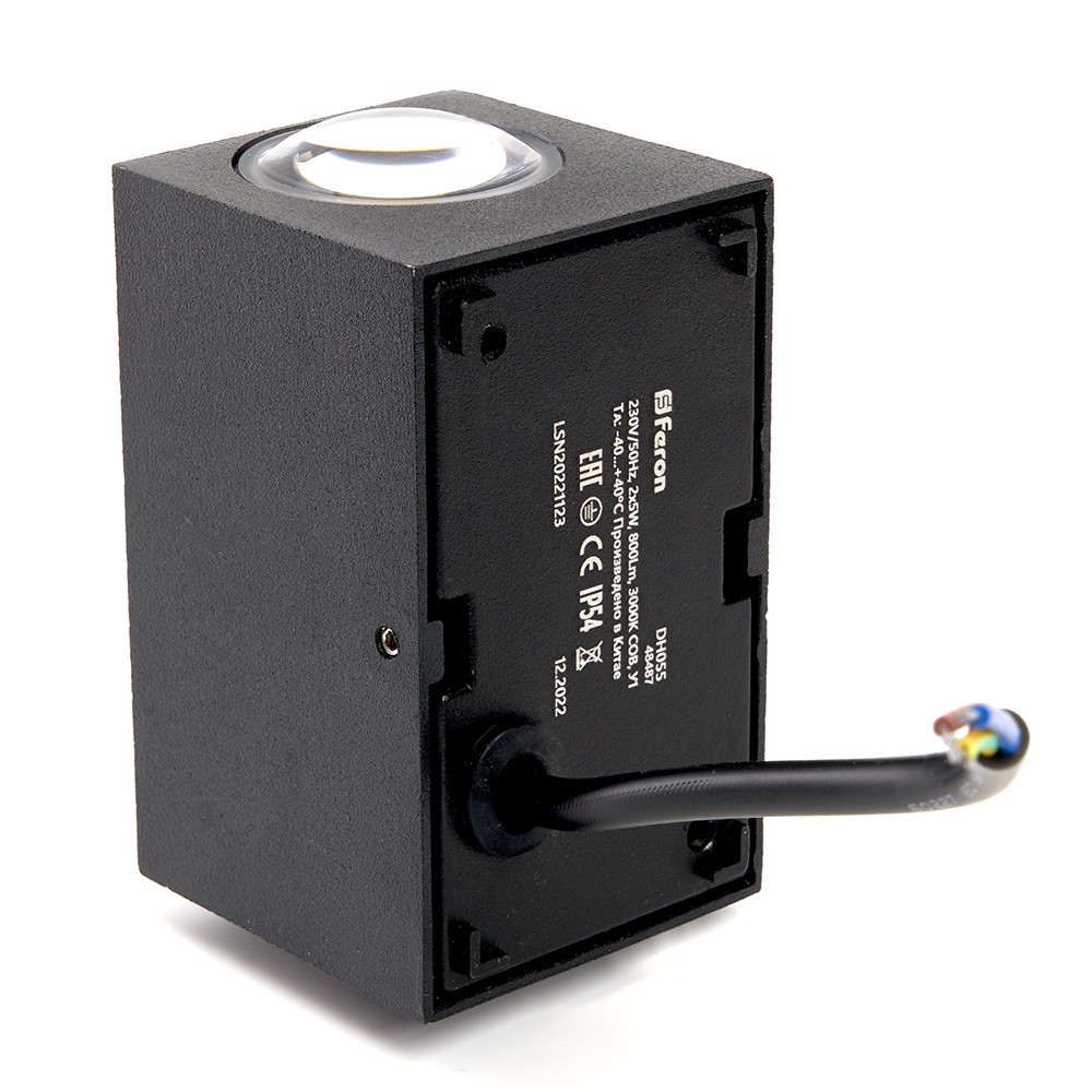 Уличные настенные светильники Светильник уличный светодиодный Feron DH055 2*5W 800Lm 3000K черный 48487 