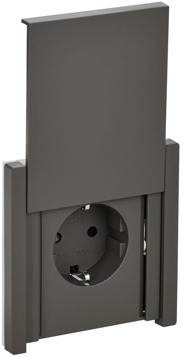 IEK FORTE&PIANO Серый Розетка IEK FORTE&PIANO Серый с/з со шт с крышкой безвинтовое крепление 16А IP44 FP319