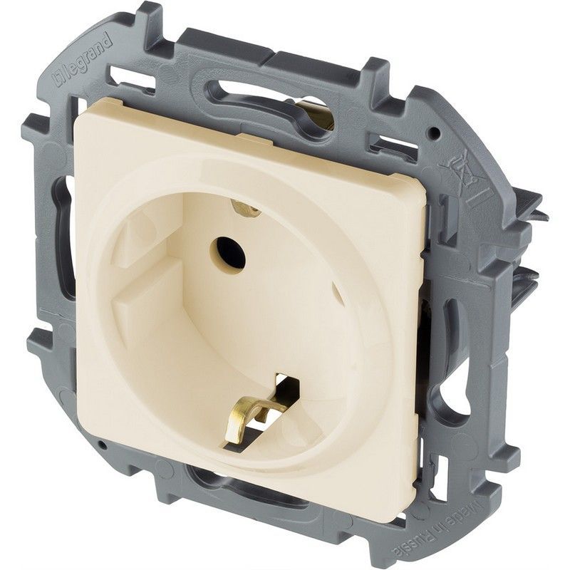 Legrand Inspiria Слоновая кость Розетка Legrand INSPIRIA Слоновая кость с заземлением со шторками 16 А 250 В 673731