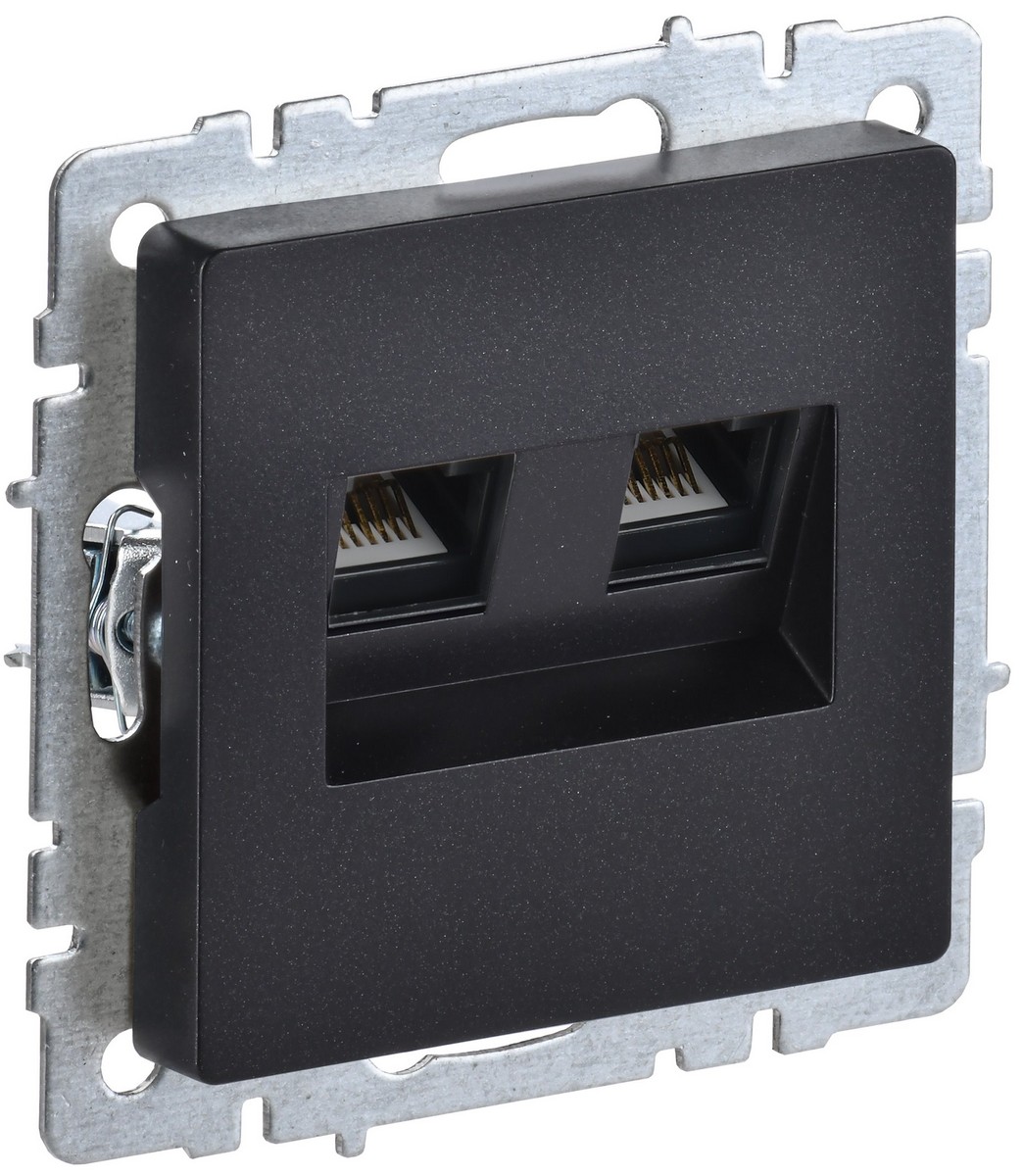 Розетка IEK BRITE двойная RJ11+RJ45 кат.5E РК/Т12-БрЧ черный BR-KT20-O-1-K02