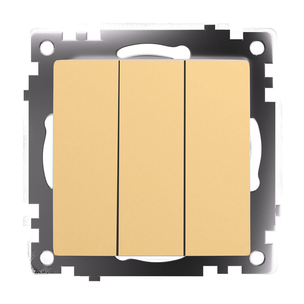 Катрин - Розетки и выключатели Stekker Выключатель 3-клавишный STEKKER GLS10-7108-08 250V 10А Катрин золото 49219