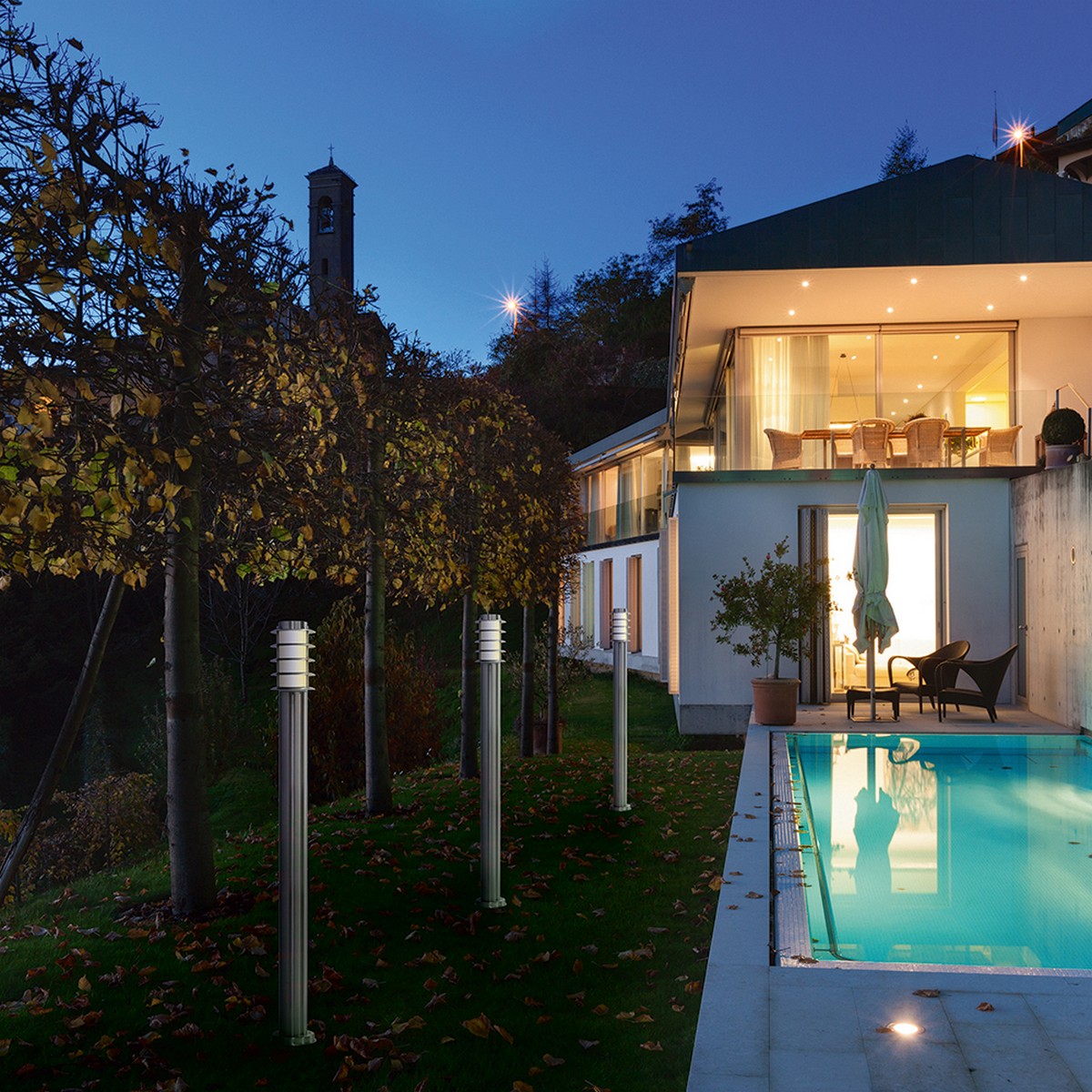 Уличные светильники столб Уличный светильник Feron DH027-1100, Техно столб, 18W E27 230V, серебро 11814 