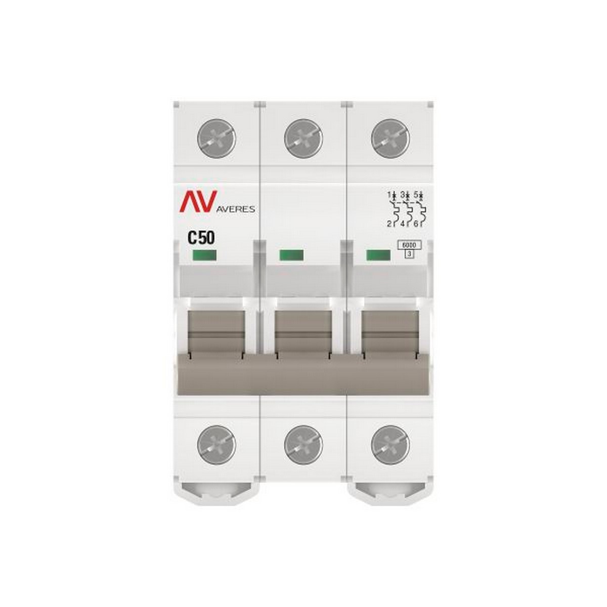 Автоматический выключатель EKF AVERES AV-6 (С) 3P 50А 6kA mcb6-3-50C-av