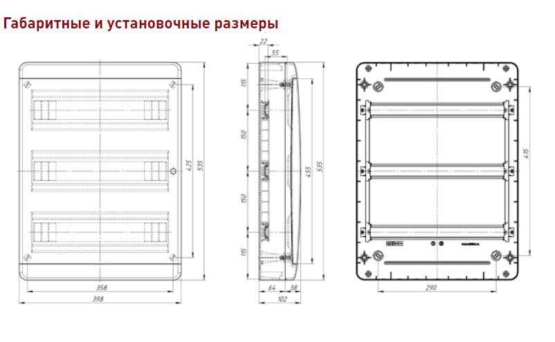 Пластиковые боксы и щиты Tekfor Щит распределительный Tekfor BNK 40-54-1 на 54 мод накладной IP41 прозрачная черная дверца