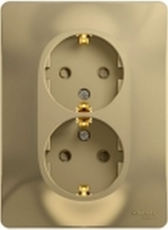 Розетка Systeme Electric Glossa Титан 2-я с заземлением со шторками GSL000426