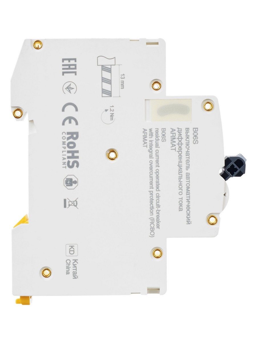 АВДТ Дифф. Автомат IEK ARMAT B06S 1P+NP C25 30мА тип A (18мм) AR-B06S-1N-C25A030