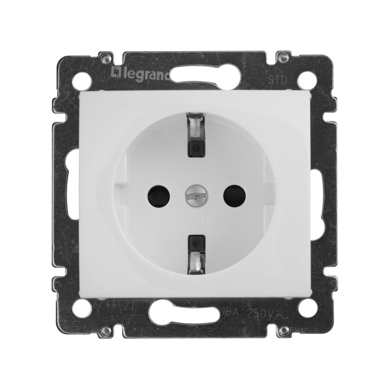 Розетка Legrand Valena белый 1-ая с/з с защитными шторками 774421