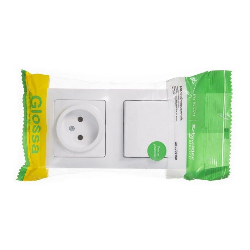 Glossa Белый Блок:Glossa Белый розетка и 1-кл. выключатель GSL000160