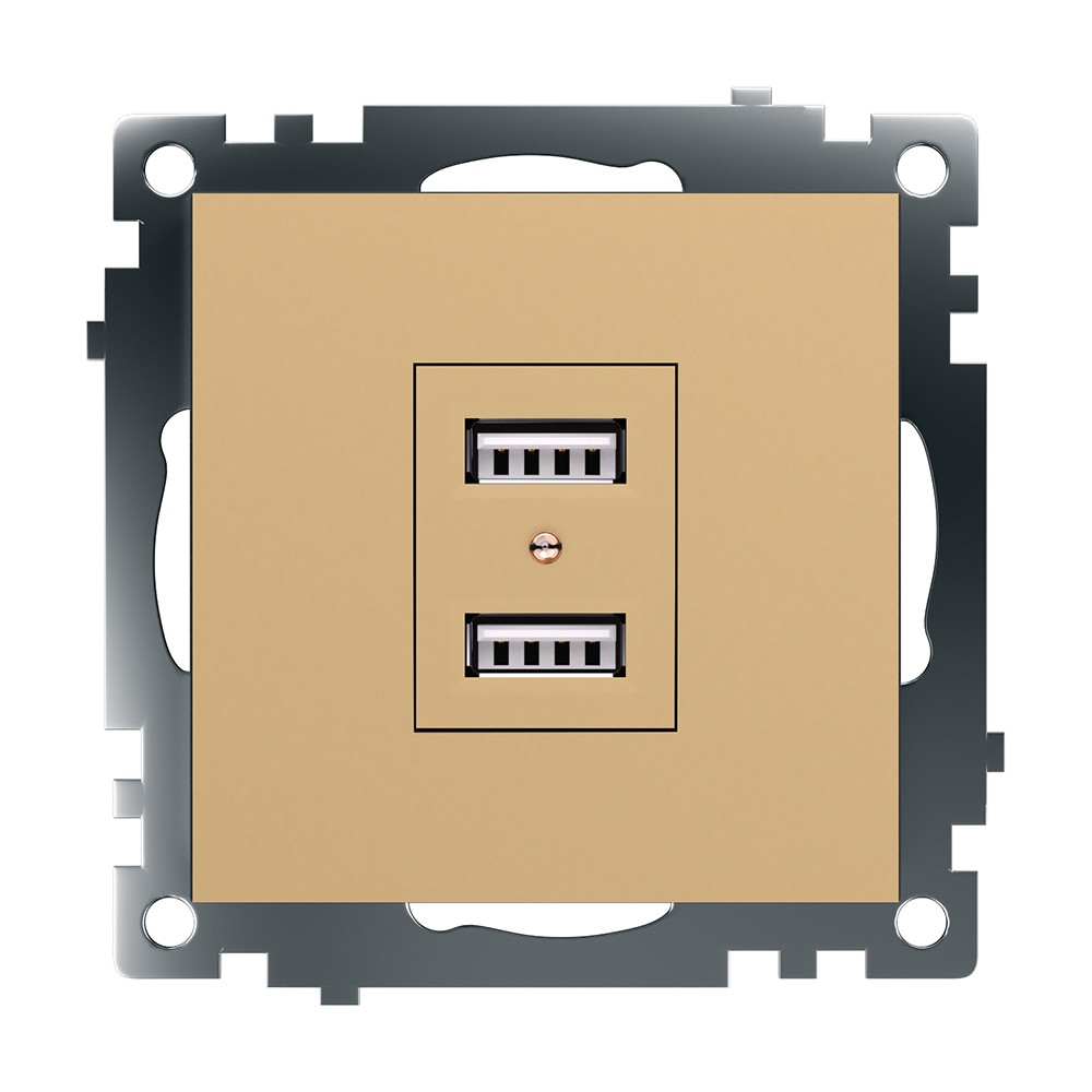 Розетка USB 2-местная STEKKER GLS10-7115-08 250B 21А Катрин золото 49229