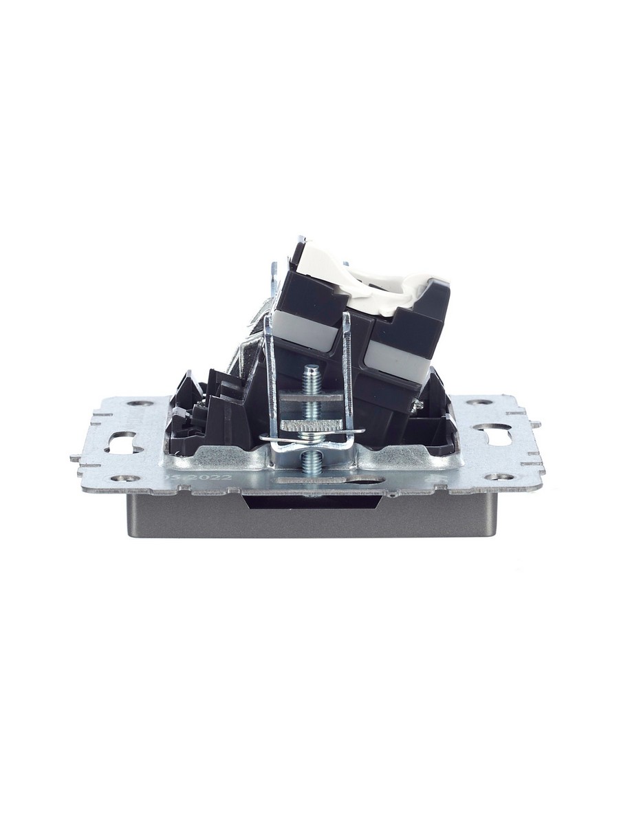 Розетка IEK BRITE двойная TV+RJ45 кат.5E РТВ/РК12-БрС сталь BR-AK20-1-K46