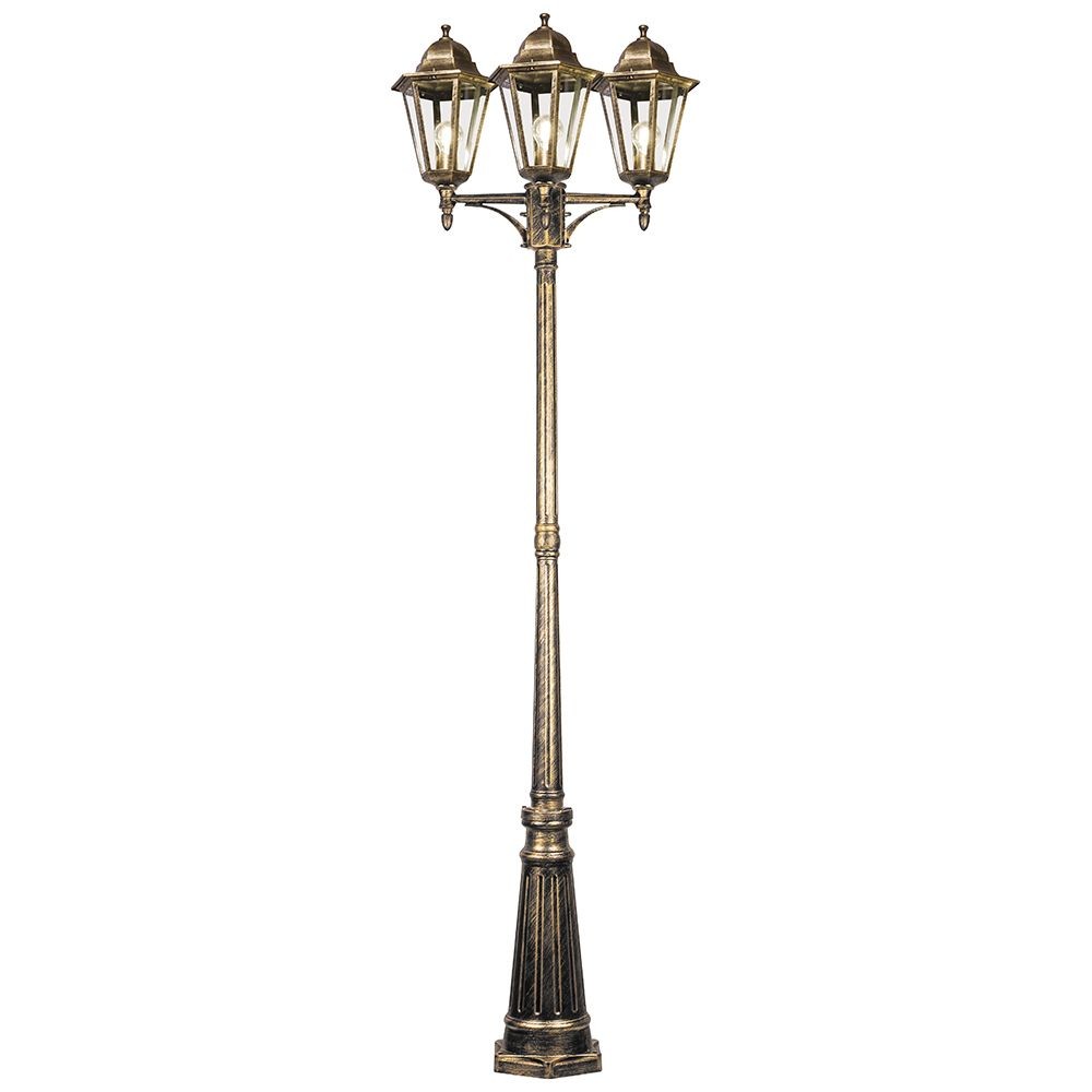 Уличные светильники столб Уличный светильник Feron 6215 столб 3*100W E27 230V, черное золото 11208 