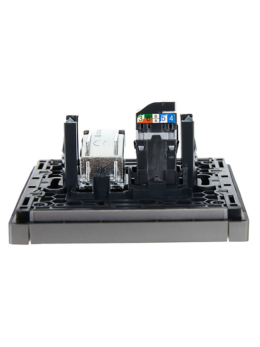 Розетка IEK FORTE&PIANO Сталь двойная TV+RJ45 кат.5E FP536