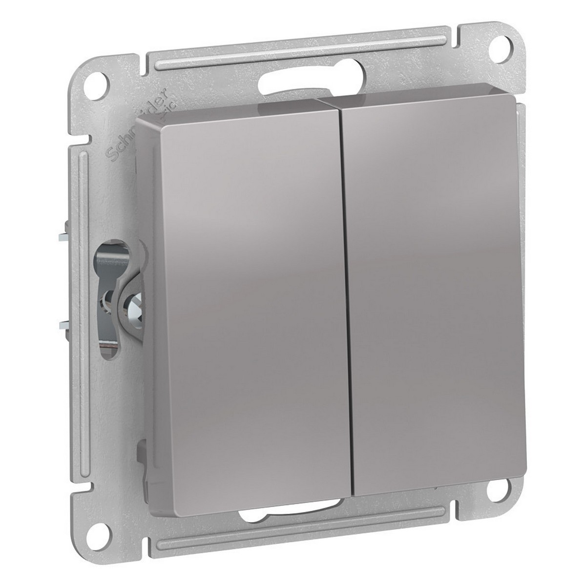 Выключатель Systeme Electric AtlasDesign Алюминий 2-клавишный с самовозвратом, сх.2, 10А, механизм ATN000317