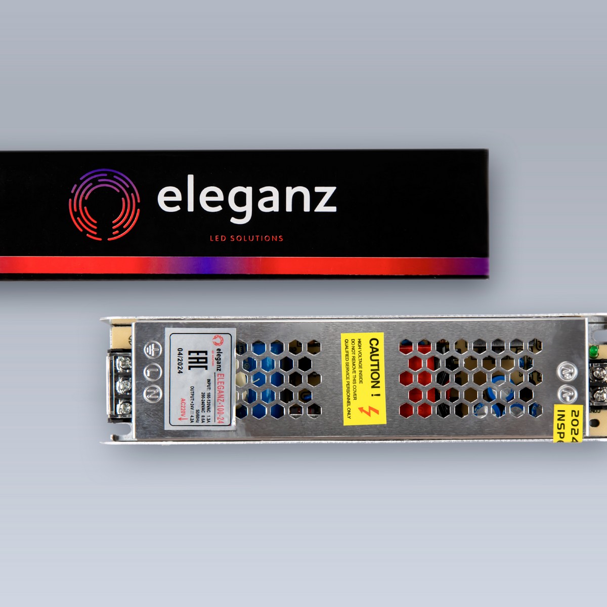 Блок питания для светодиодной ленты Eleganz 24V 100W IP44 узкий 139х47х21мм EL-0008