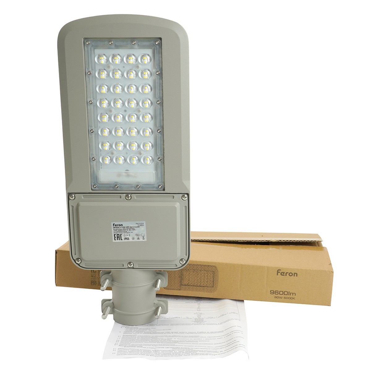 Консольные уличные светодиодные светильники на столб Светодиодный уличный консольный светильник Feron SP3050 80W 5000K 230V 41266 