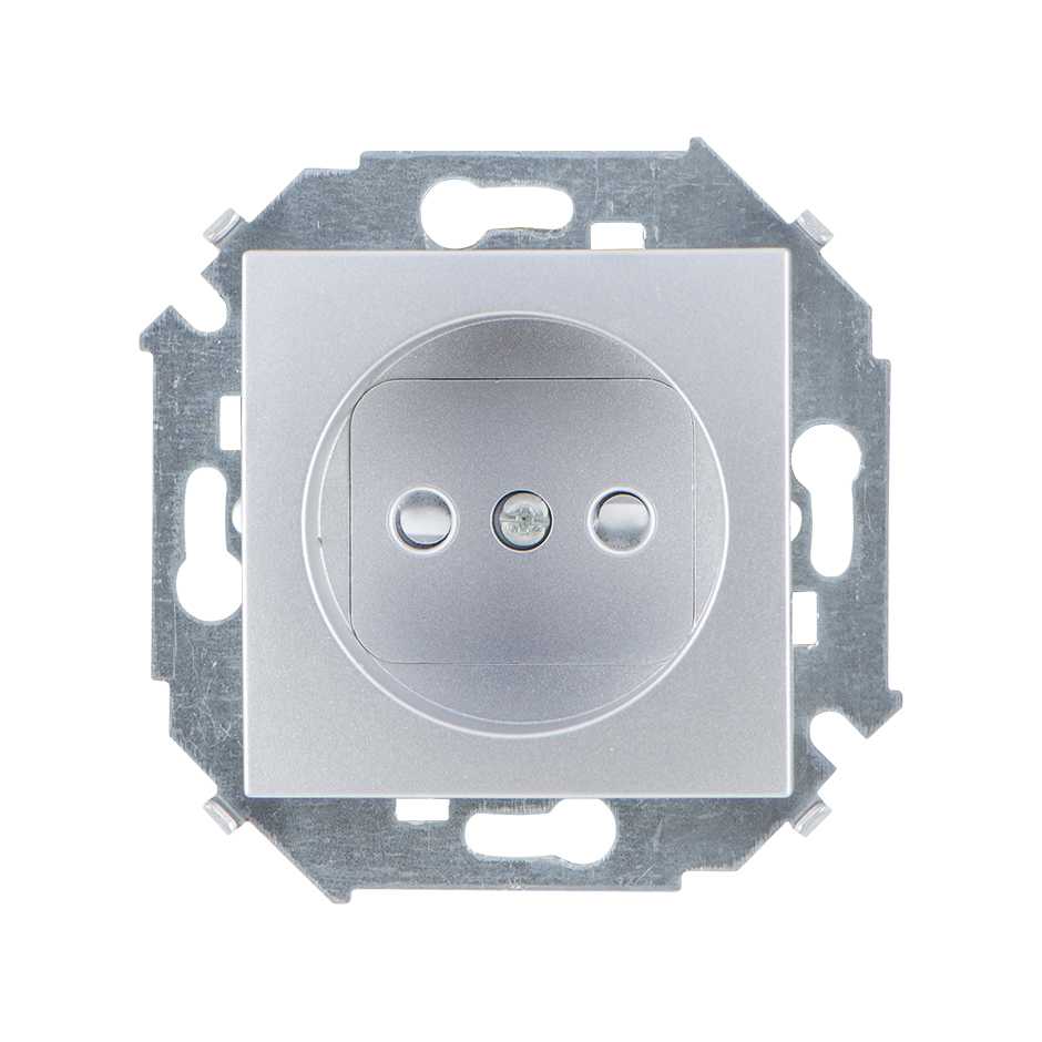 Розетки и выключатели Simon 15 Алюминий Розетка б/з Simon 15 Алюминий 16А 1591431-033