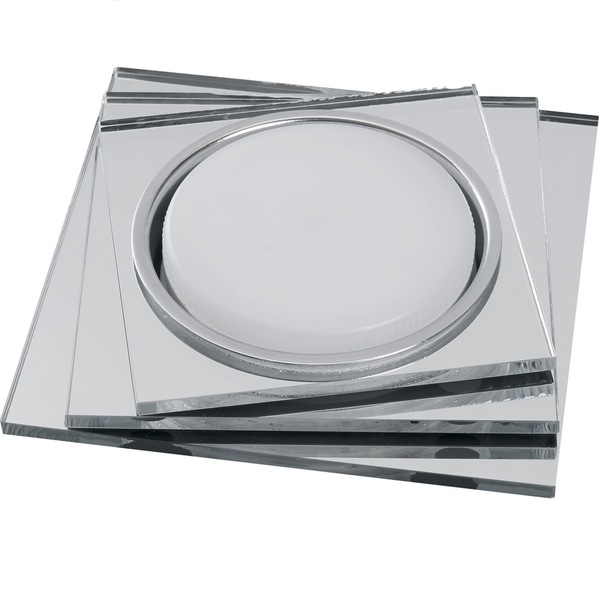 Светильник встраиваемый Feron CD5024 с белой LED подсветкой GX53 прозрачный квадрат 40523