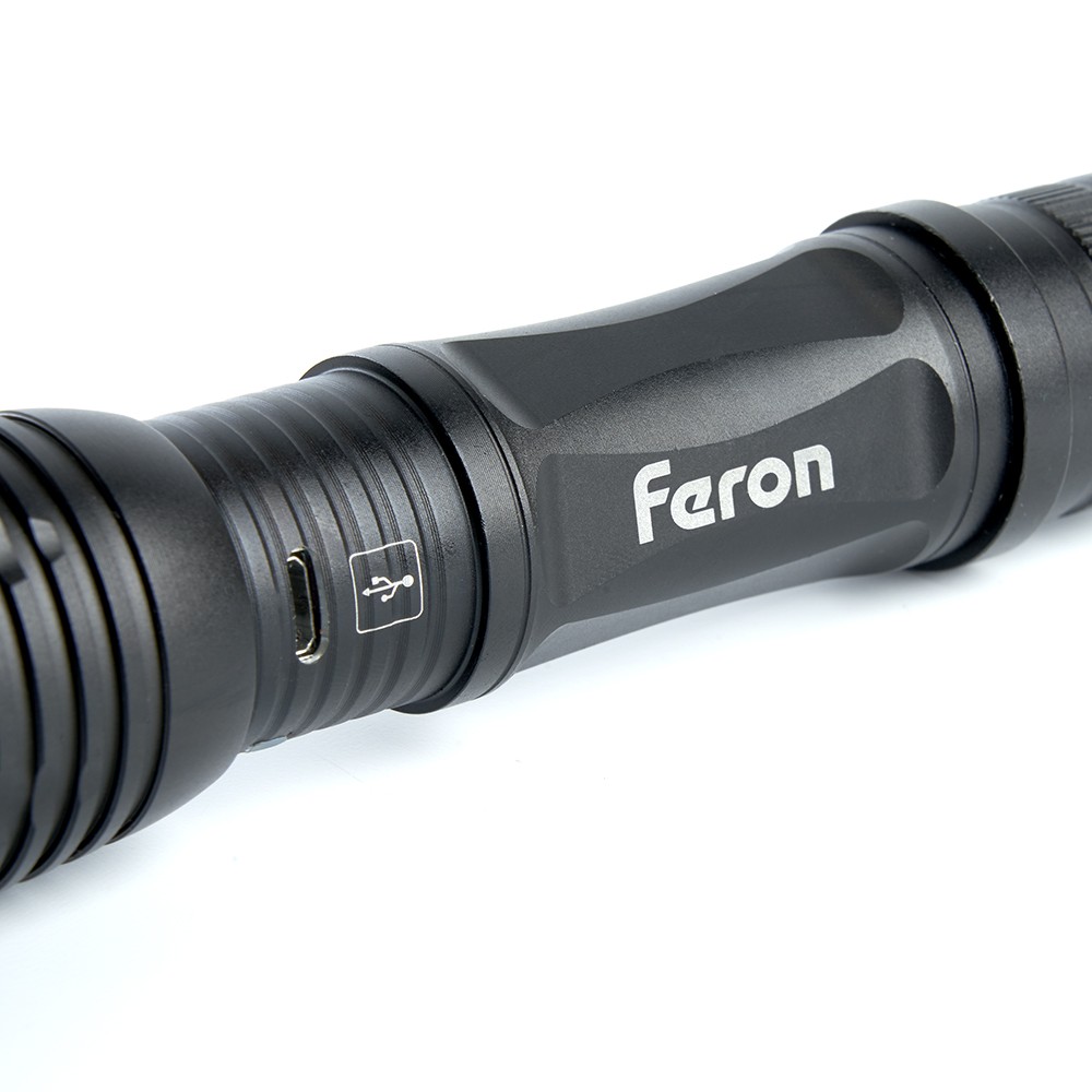 Фонарь ручной Feron TH2401 с аккумулятором USB ZOOM 41683