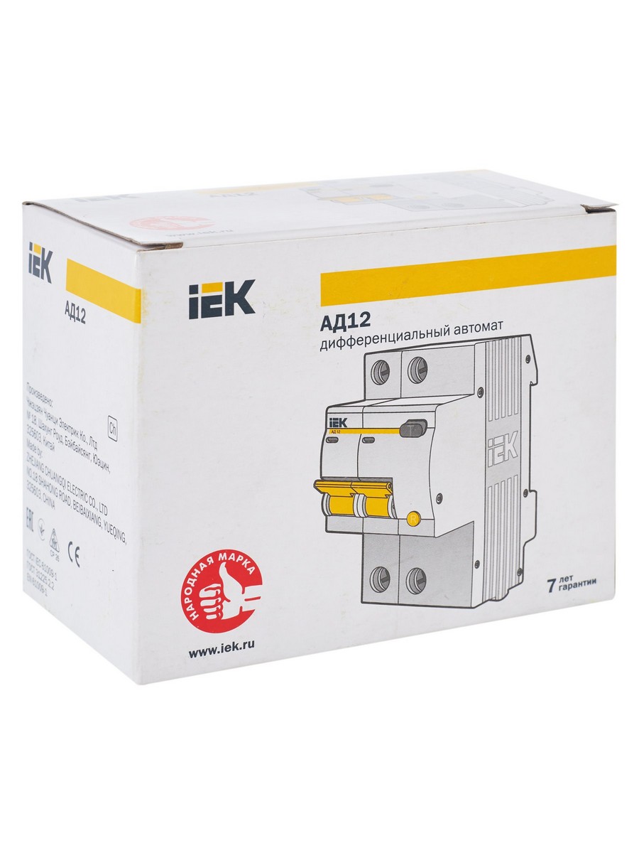 IEK Дифференциальный автоматический выключатель IEK KARAT АД12 2Р 20А 30мА MAD10-2-020-C-030 