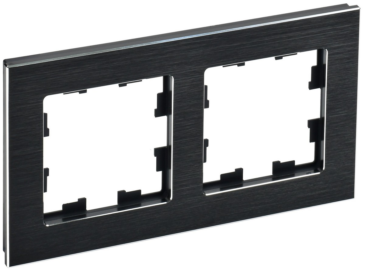 Рамка IEK BRITE 2-местная РУ-2-1-БрЧ металл черный BR-M22-M-K02