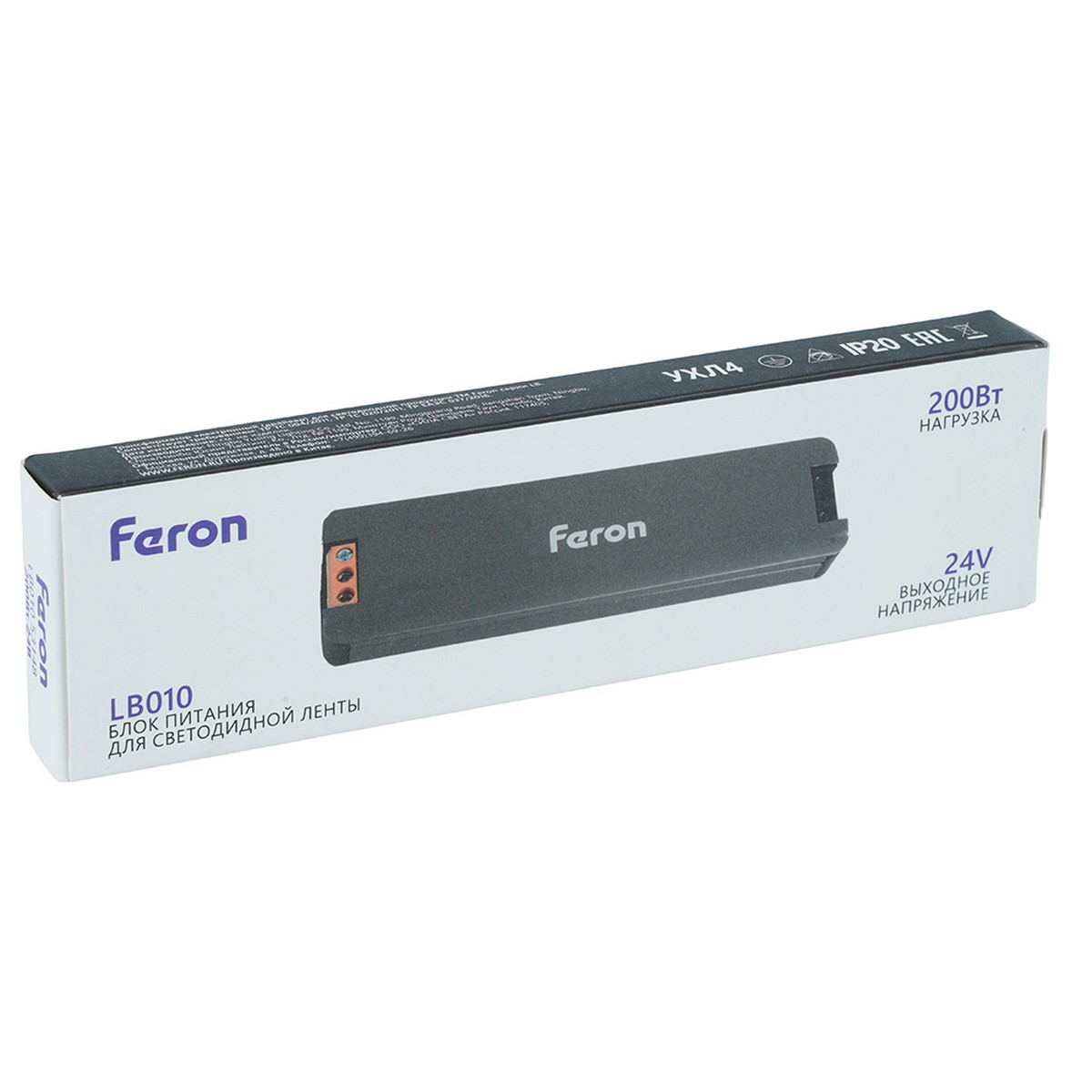 Трансформатор электронный Feron LB010 для светодиодной ленты 200W 24V 153*33.8*13мм IP20 (драйвер) 53148