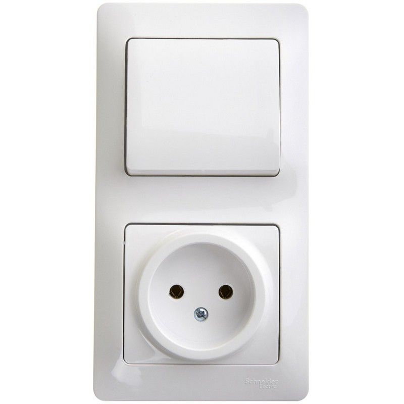 Glossa Белый Блок:Glossa Белый розетка и 1-кл. выключатель GSL000160