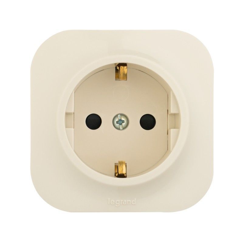 Накладные Розетки и выключатели Legrand Quteo Бежевый Розетка Legrand Quteo с заземлением со шторками бежевая  782250