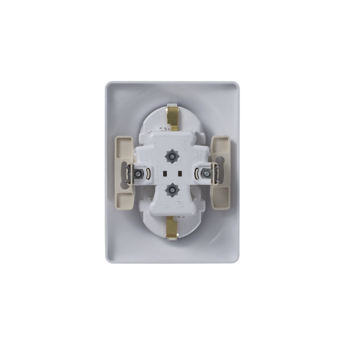 Розетка Systeme Electric Glossa Белый 2-я с/з со шторками (в сборе с рамко GSL000126