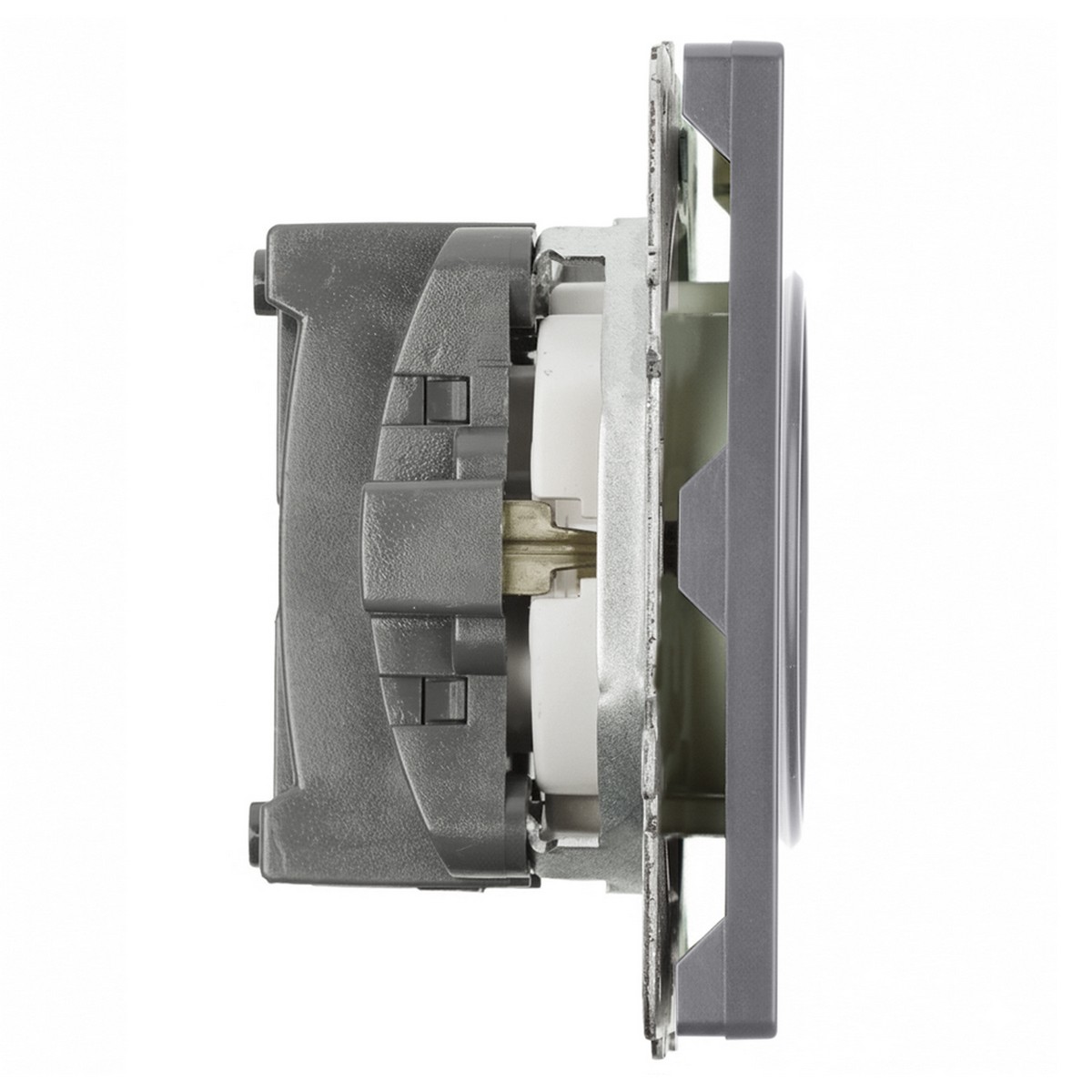 Эмили - Розетки и выключатели Stekker Розетка 1-местная с з/ш, с/з STEKKER Эмили RST16-5110-10ZK платиново-серый soft touch 50243