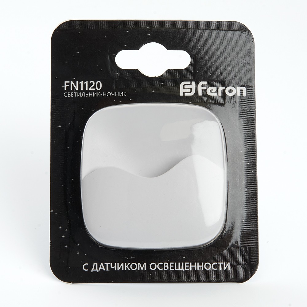 Светильник- ночник Feron FN1120 0,5W 230V, квадрат белый 41019