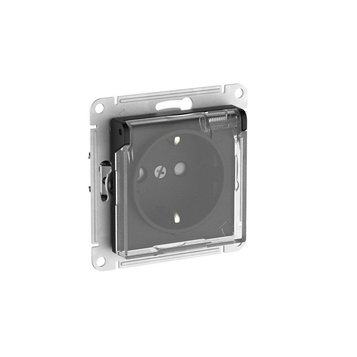 AtlasDesign Карбон Розетка SE AtlasDesign Aqua Карбон с зазем. со шт. с прозрач. крыш IP44 быстрозажим. клем. ATN441046S